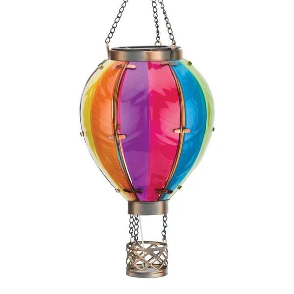 Hot Air Balloon Solar Lantern Rainbow Small 15" 3 Hot Air Balloon Solar Lantern Rainbow Small 15"