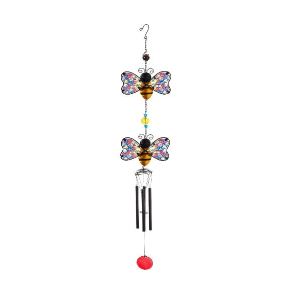 Tiered Bumble Bee Garden Wind Chime With Stainless Glass Finish 3 Tiered Bumble Bee Garden Wind Chime With Stainless Glass Finish