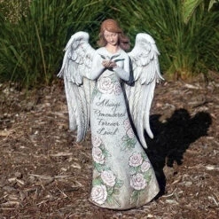 Sympathy Memorial Angel With Dove Statue Always Remembered Forever Loved 13"