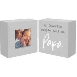 Malden Set Of 2 Papa Sentiment Block And Picture Frame Holds 3" X 3" Photo