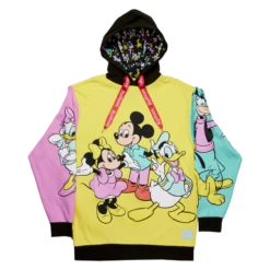 LOUNGEFLY Disney100 Mickey & Friends Classic Color Block Unisex Hoodie