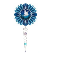 Animated Snowy Owl Mini 6.5" Wind Spinner And 7.5" Crystal Twister Set